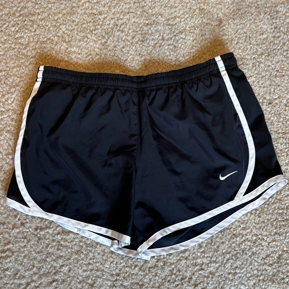 Nike Black Athletic Shorts with White Trim Size Medium